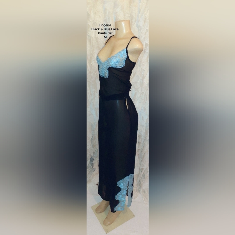 Black & Blue Lingerie Pants Set M